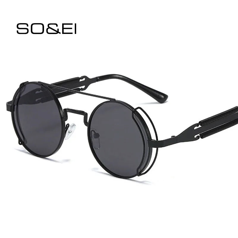 Fashion Round Metal Frame Sunglasses Men Retro Double Spring Eyewear UV400 - Frimunt Clothing Co.