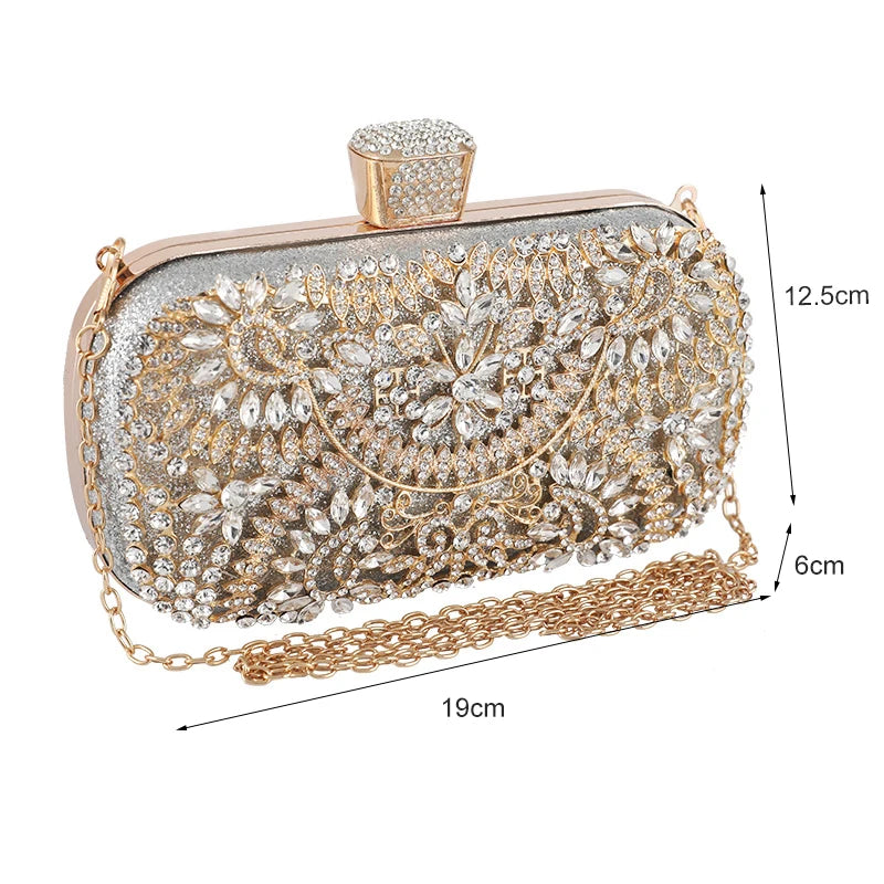 Women's Diamond Evening Clutch Bag Wedding Chain Shoulder Small Party Bag - Frimunt Clothing Co.