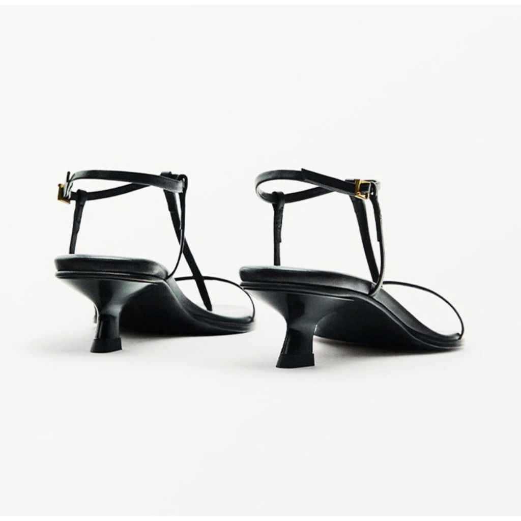 New Spring Summer Women Genuine Leather T-strap Sandals Mid Heel - Frimunt Clothing Co.