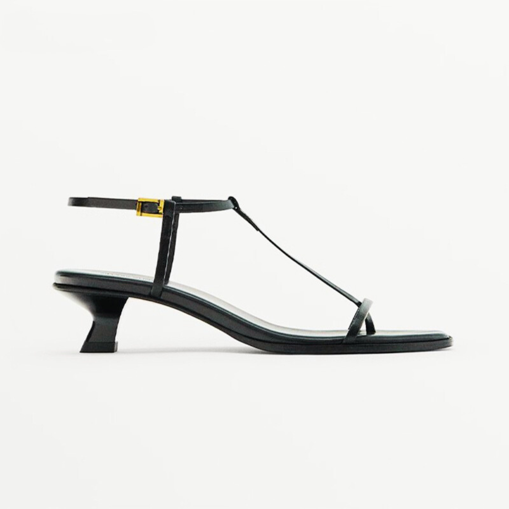 New Spring Summer Women Genuine Leather T-strap Sandals Mid Heel - Frimunt Clothing Co.