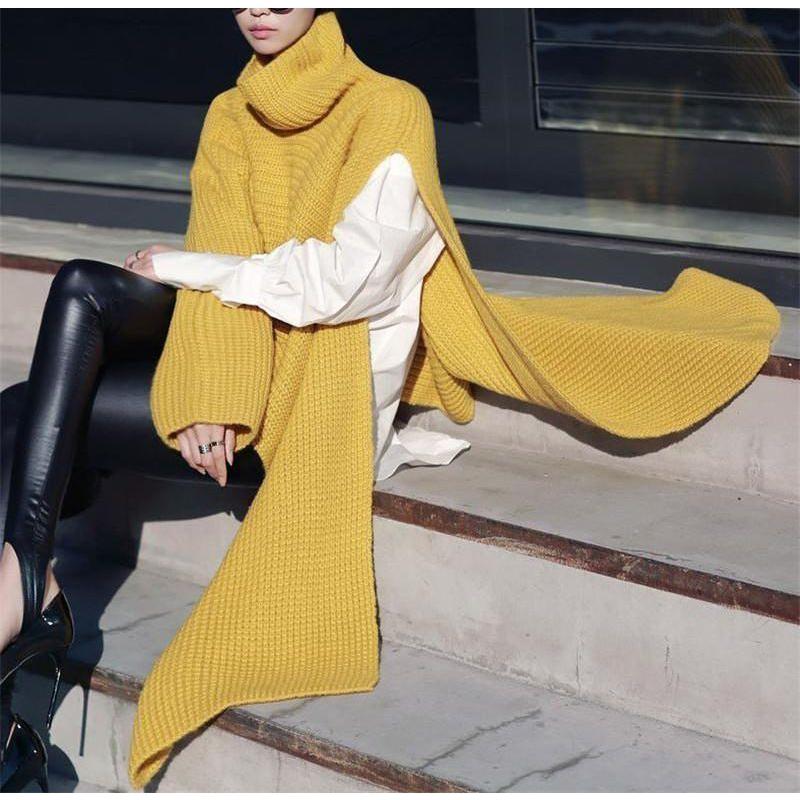 Women's Asymmetric Sweater For Women Turtleneck Long Sleeve Side Split Knitwear - Frimunt Clothing Co.