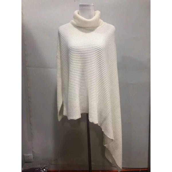 Women's Asymmetric Sweater For Women Turtleneck Long Sleeve Side Split Knitwear