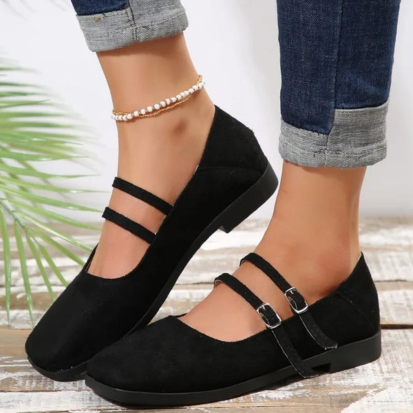 Women's Double Strap Design Mary Jane Flat Shoes 2024 Autumn Fashion