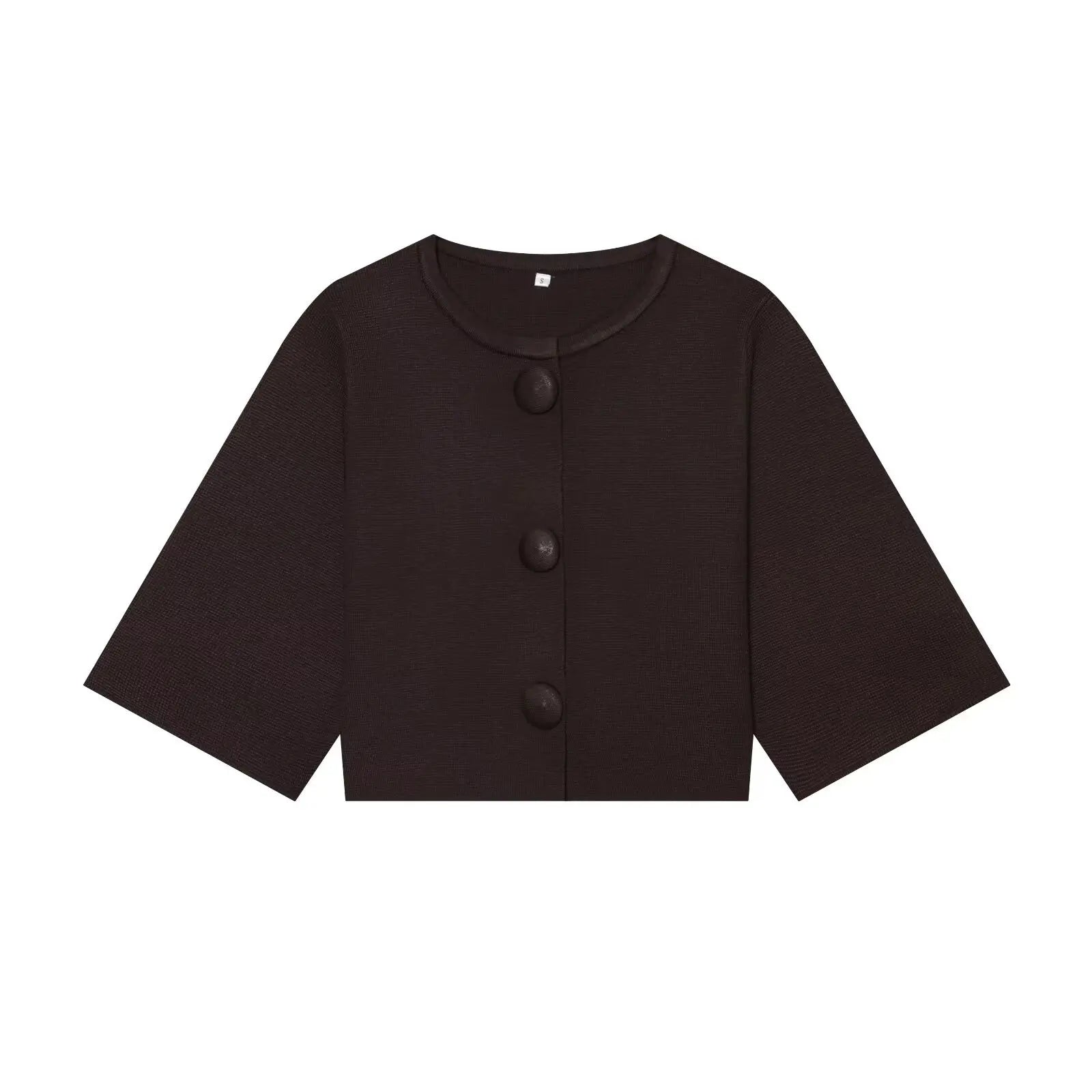 Button Knit Crop Top Summer French Sleeve Cardigan