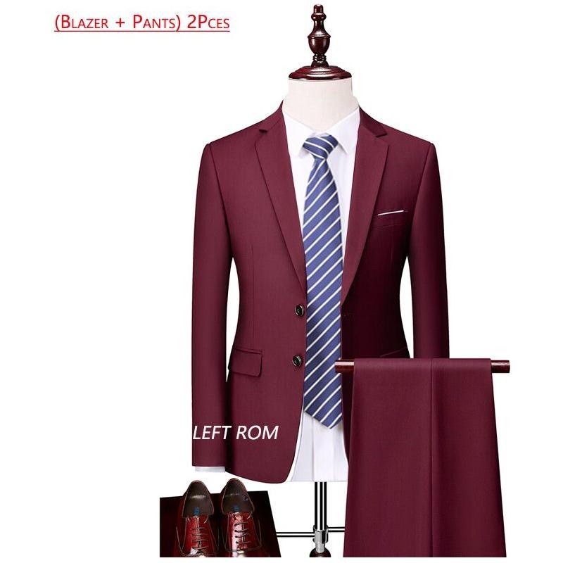 High-end Brand Formal Business Mens Suit Three-piece Groom Wedding Dress Suit 13 Solid Colors - Frimunt Clothing Co.