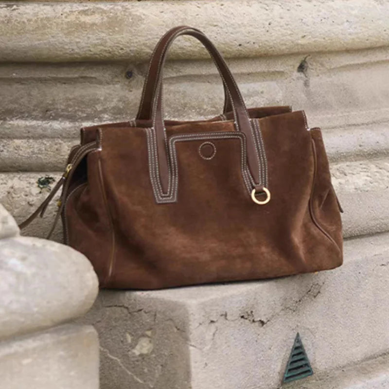 Eco Leather And Suede Boston Bag - Frimunt Clothing Co.