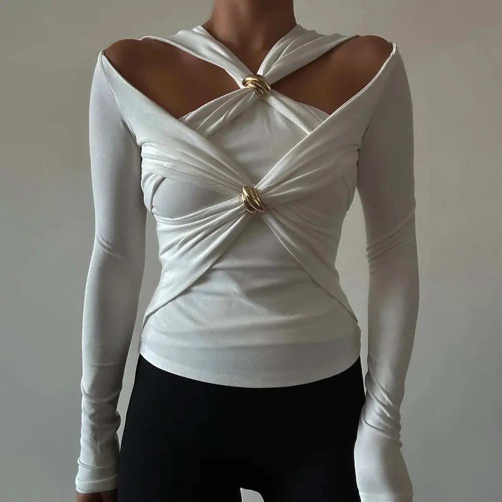 Women Doble Neck Long Sleeve Slimming Tops - Frimunt Clothing Co.