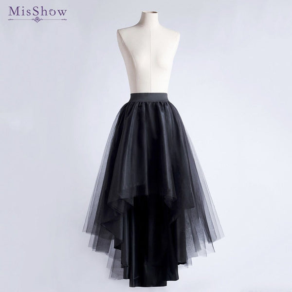 MisShow Women’s Tulle Tutu Maxi Skirt Elastic Waist High Low Mesh Net Party Prom Cocktail Long Skirt - Frimunt Clothing Co.