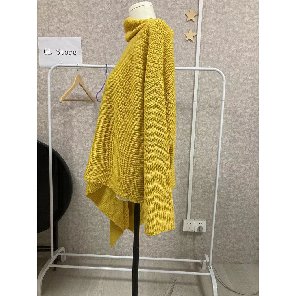 Women's Asymmetric Sweater For Women Turtleneck Long Sleeve Side Split Knitwear - Frimunt Clothing Co.