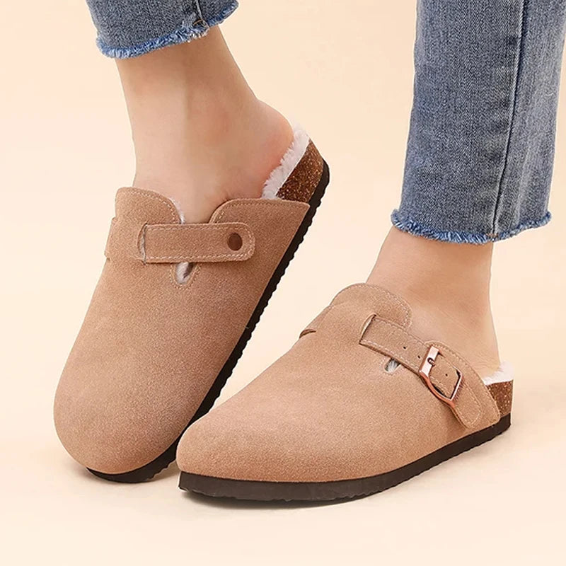 Women's Winter Fur Cork Clogs Short Plush Slippers - Frimunt Clothing Co.