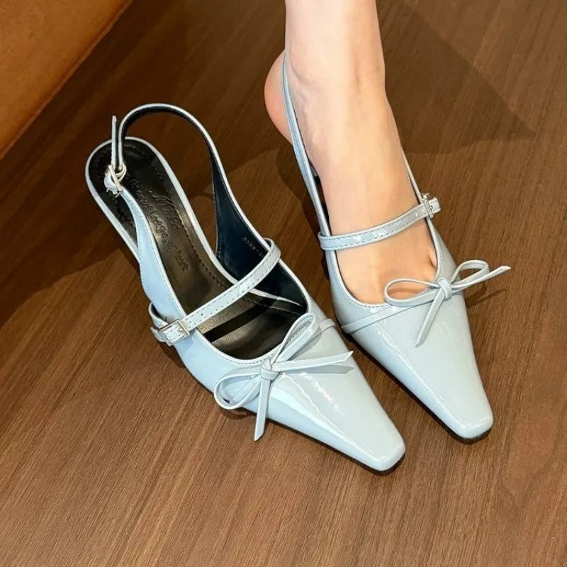 Women's Pointed Toe High-heeled Spring and Summer French Style Slingback Shoes 3 Colors - Frimunt Clothing Co.