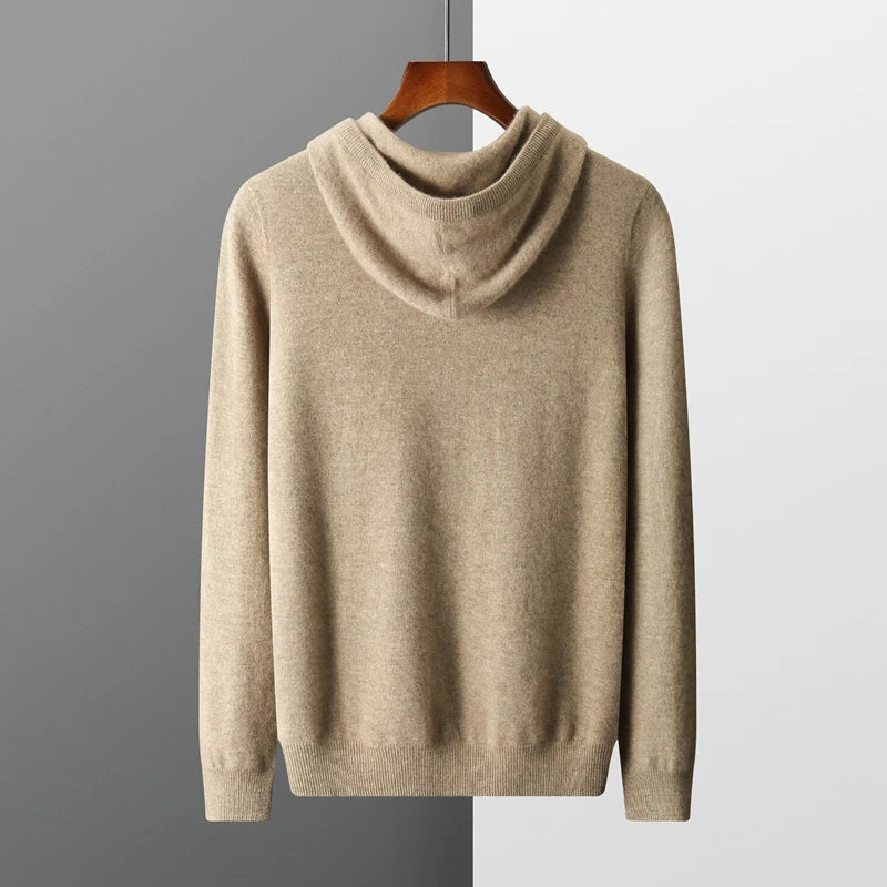 Men's 100% Merino Wool Hooded Knitted Pullover Sweater - Frimunt Clothing Co.