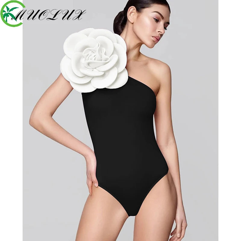 2024 Fashion Vintage 3D Flower One-piece Swimsuit & Cover-Up Set Luxury Swimwear - Frimunt Clothing Co.