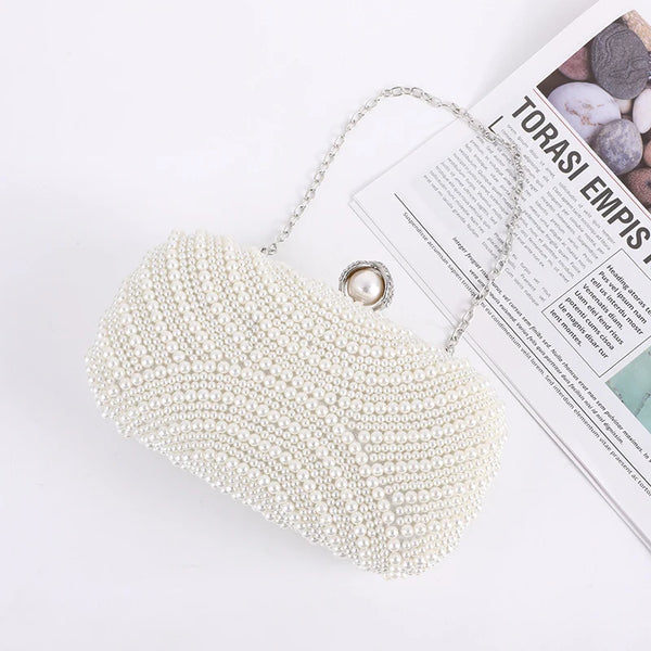 Designer Beaded Pearl Clutch Evening Bags