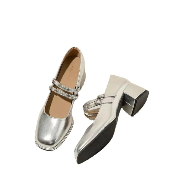 Women's Buckle Strap Solid Fashion Mary Jane Pumps