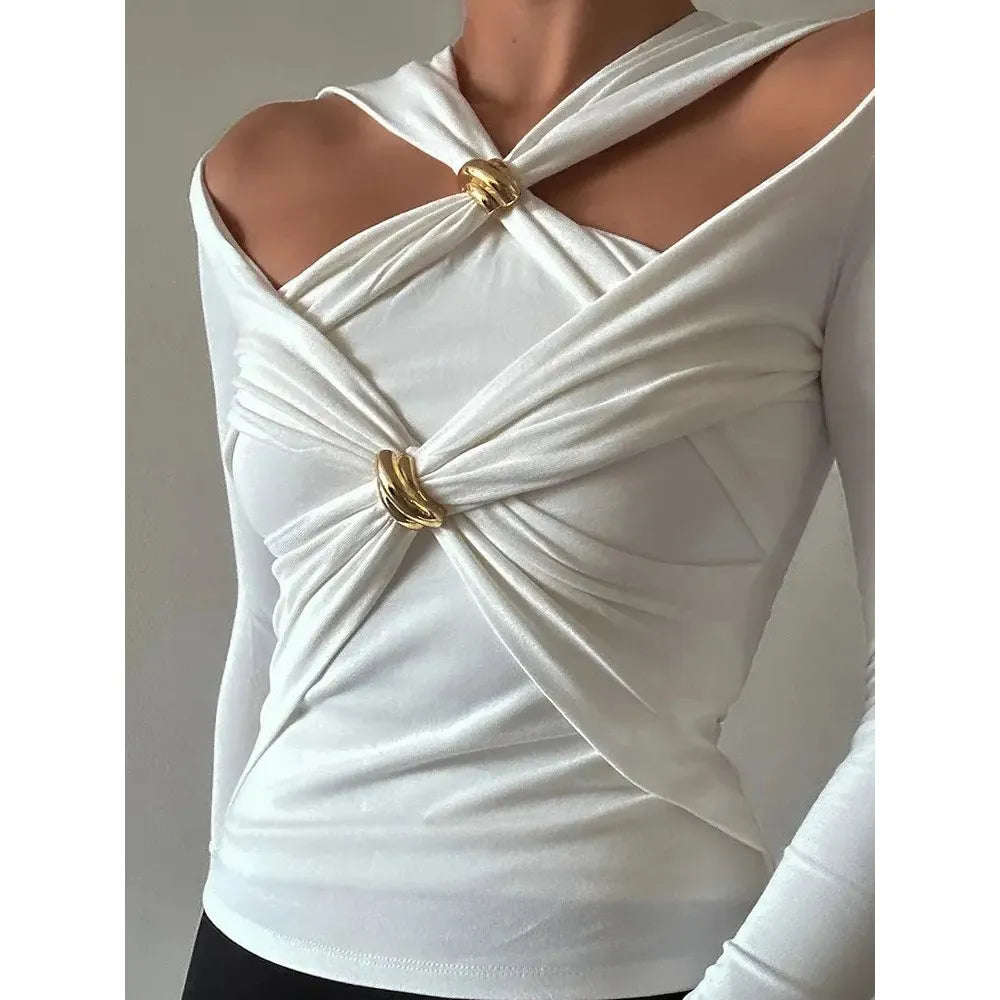 Women Doble Neck Long Sleeve Slimming Tops - Frimunt Clothing Co.