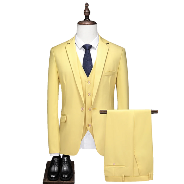 Luxury 3 piece Men Suits Single-Breasted Jacket Formal Dress Men Suit Set (Jacket+Pants+Vest) - Frimunt Clothing Co.