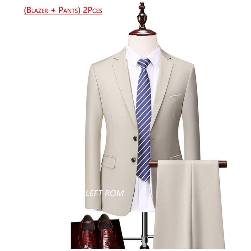 High-end Brand Formal Business Mens Suit Three-piece Groom Wedding Dress Suit 13 Solid Colors - Frimunt Clothing Co.