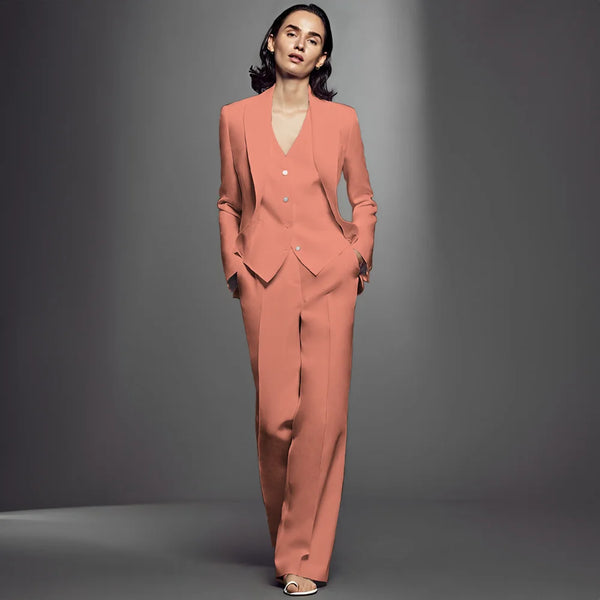 Stylish 3-Piece Women's Office Workwear Set: Slim Suit with Trousers, Vest, and Jacket - Ideal for Formal Events - Frimunt Clothing Co.
