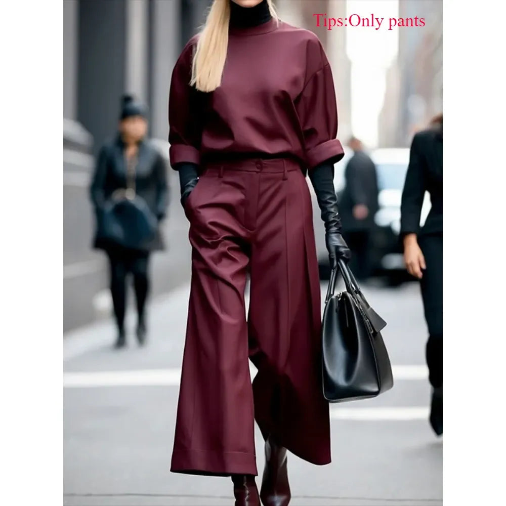 Women's Wide Leg High Waist Pleated Pants