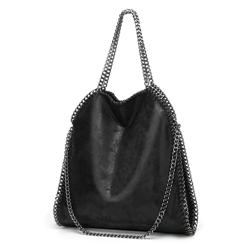 Bolso de mano plegable de gran capacidad para mujer, estilo retro, con un solo hombro y cadena.