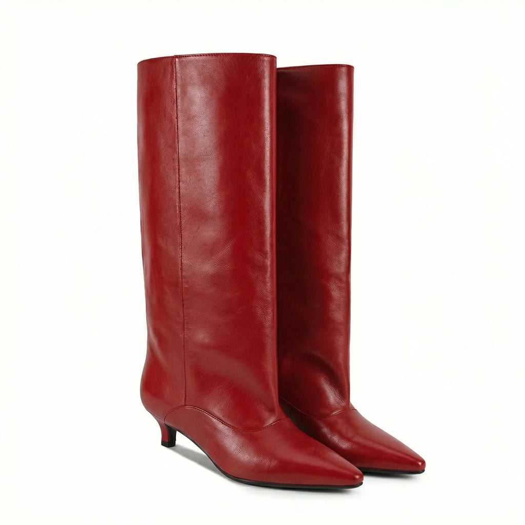 2026 Women's Pointed Toe Low Heel Sleeve Knee High Boots Various Colours