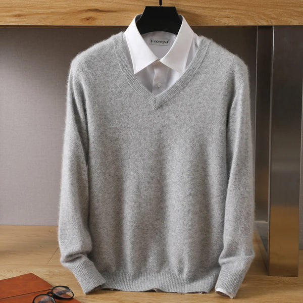 Men’s Merino Wool V-Neck Sweater – Classic Knitwear - Frimunt Clothing Co.