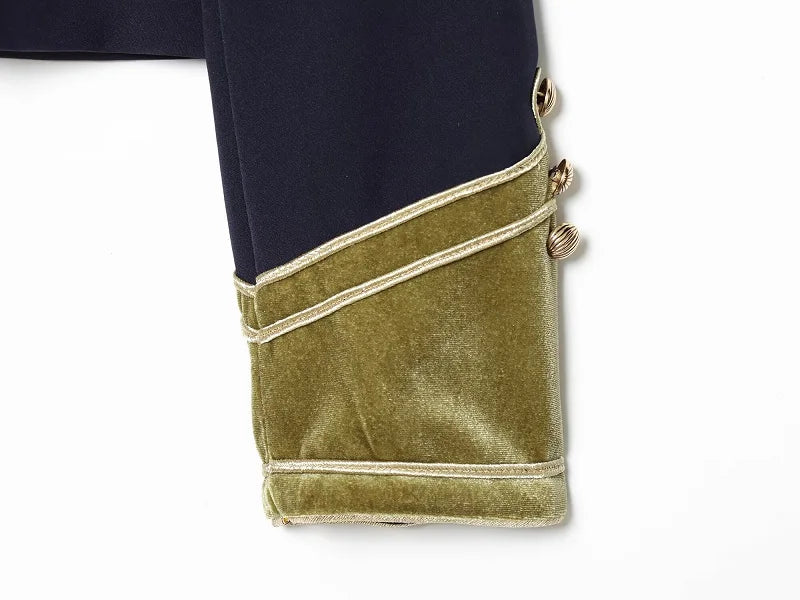 High Neck Cropped Velvet Napoleon Style Jackets Fireman Clasp
