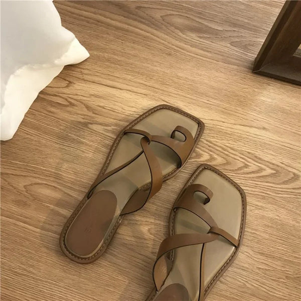 Clip Toe Flat Casual Non-slip Eco Leather Women's Summer Sandals