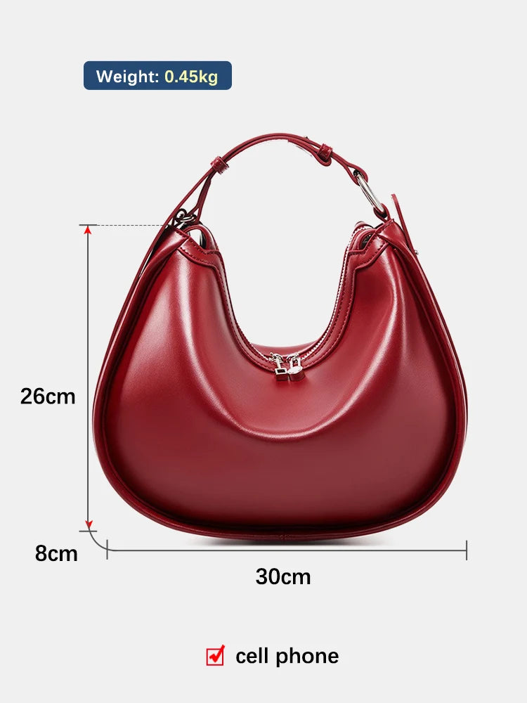 Women's Genuine Leather Shoulder Hobo Bag - Frimunt Clothing Co.