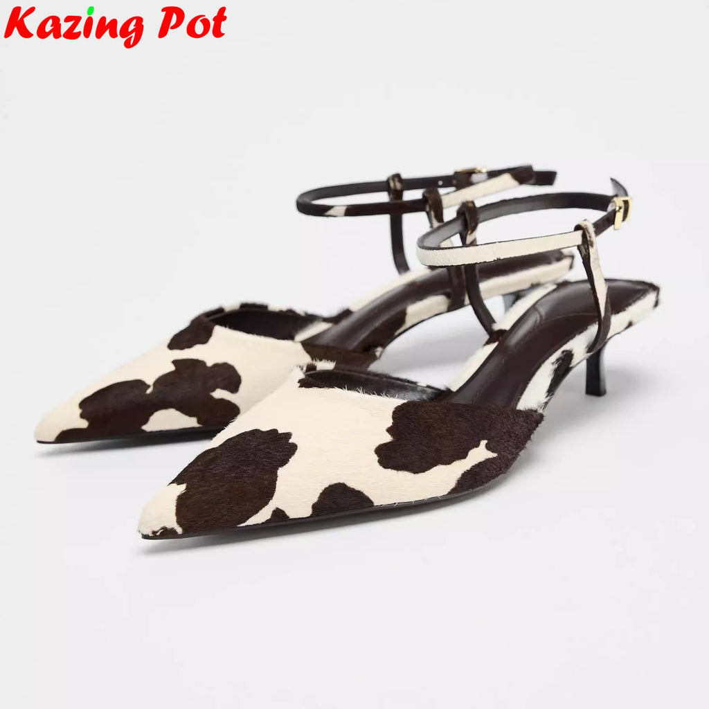 Women's Pointed Toe Cow Genuine Leather Spring Summer High Heels Pumps - Frimunt Clothing Co.