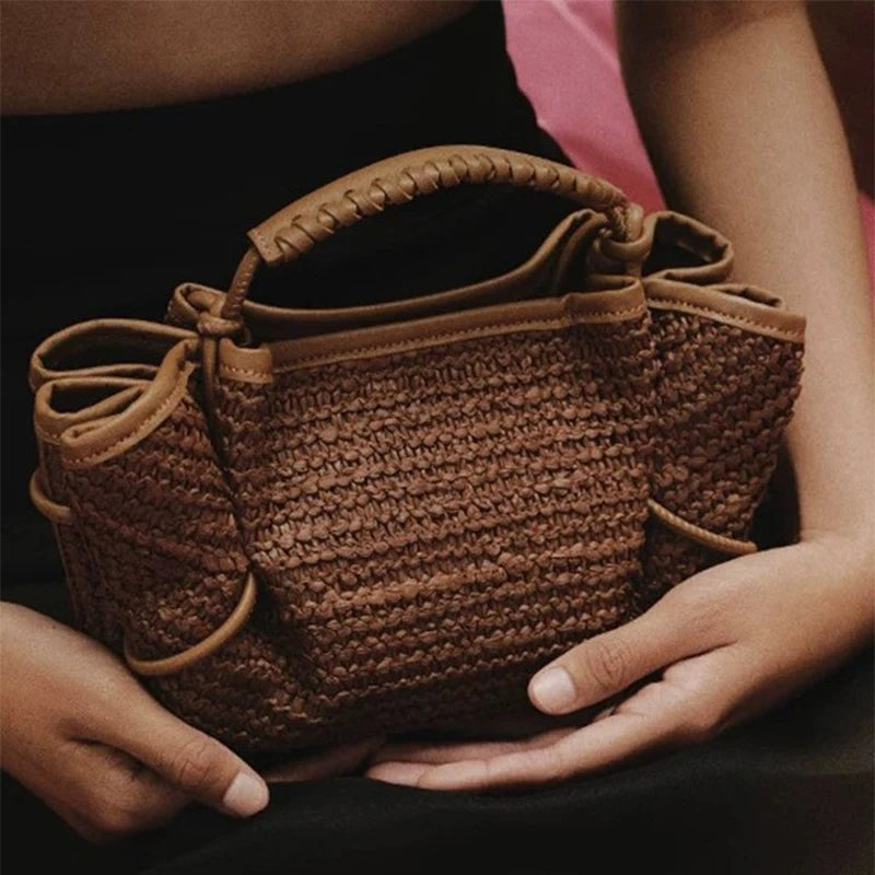 Women's Straw Handbag Luxury Designer Inspired Woven Bag with Long Strap - Frimunt Clothing Co.