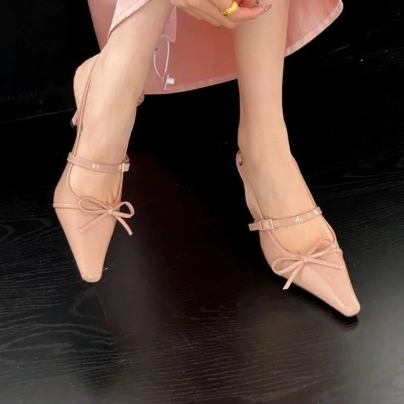 Women's Pointed Toe High-heeled Spring and Summer French Style Slingback Shoes 3 Colors - Frimunt Clothing Co.
