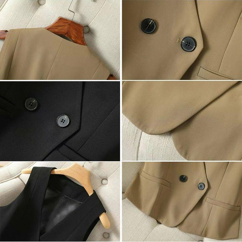 Women's Autumn Classic Basic Vest Fit Style Khaki Or Black - Frimunt Clothing Co.