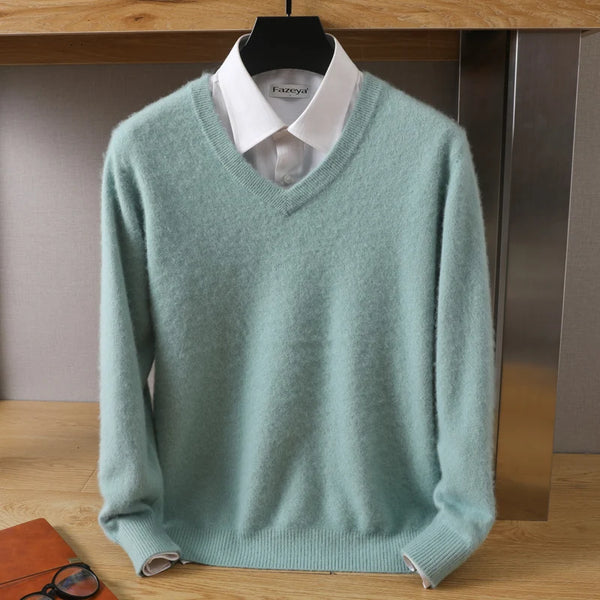 Men’s Merino Wool V-Neck Sweater – Classic Knitwear - Frimunt Clothing Co.