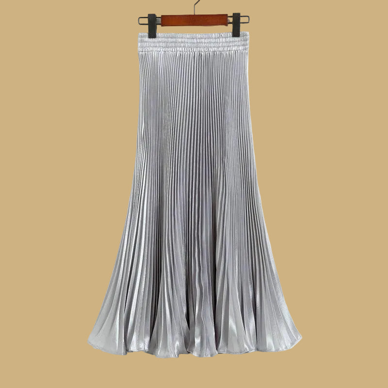 Elegant Long Pleated Bright Satin Skirts - Frimunt Clothing Co.
