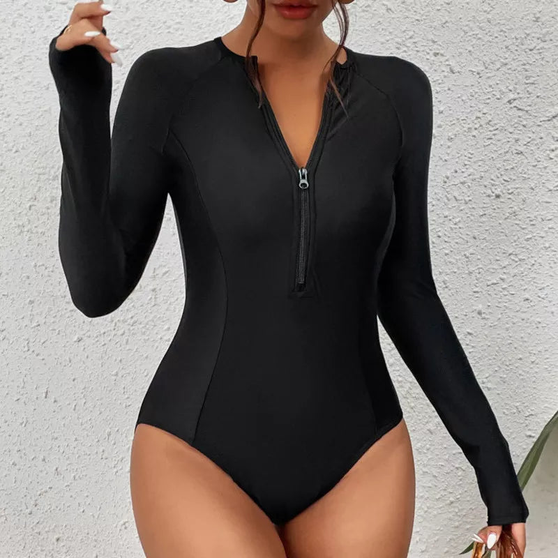 Women's Long Sleeve One-Piece Swimsuits Surfing Bodysuit Beachwear - Frimunt Clothing Co.