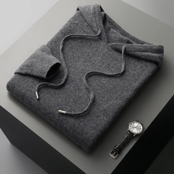 Men's 100% Merino Wool Hooded Knitted Pullover Sweater - Frimunt Clothing Co.