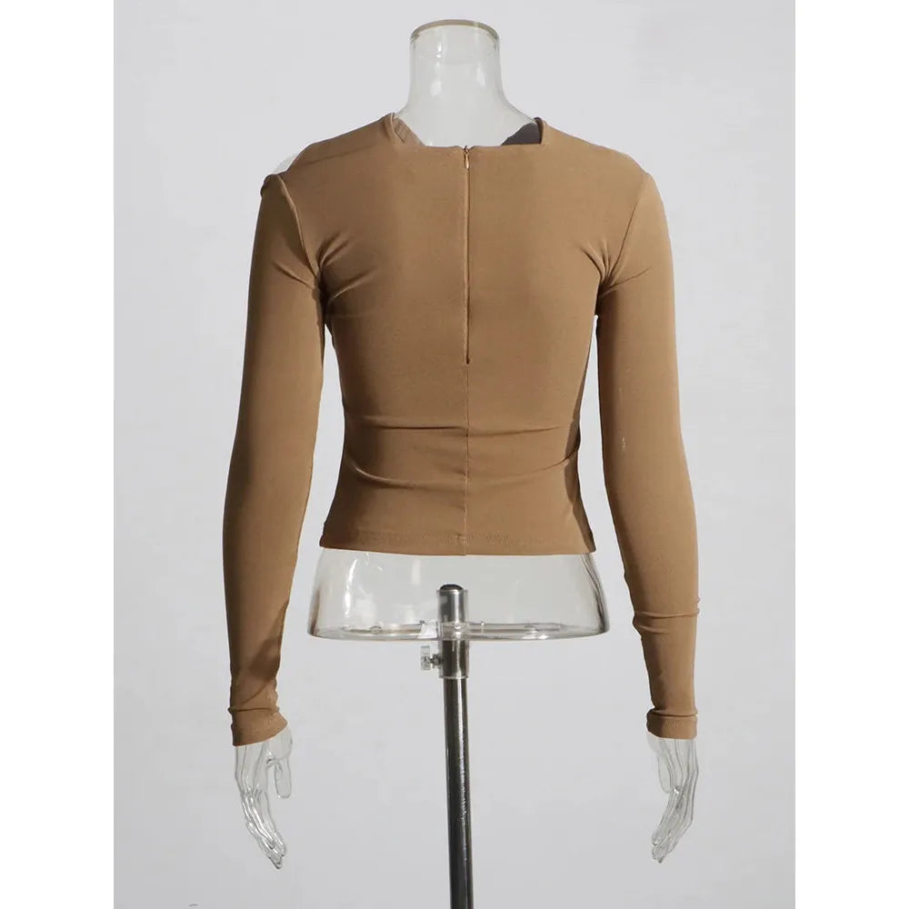 Women Doble Neck Long Sleeve Slimming Tops - Frimunt Clothing Co.