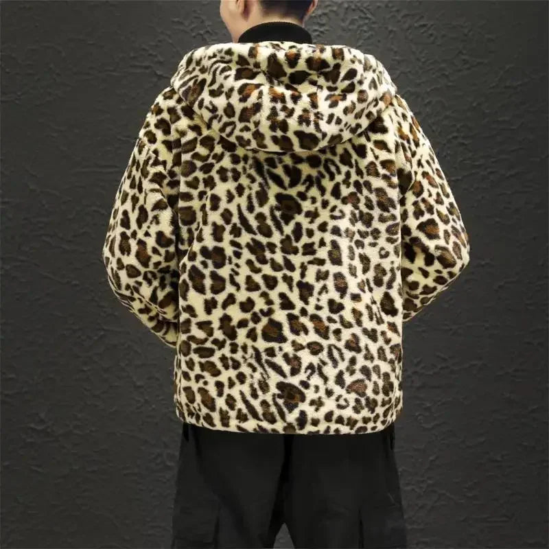 Autumn Winter Fashion Leopard Print Men's Zipper Hooded Casual Jacket - Frimunt Clothing Co.