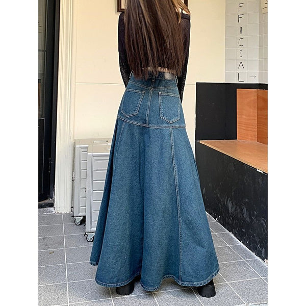 Women's Long Slimming A-Line Casual Denim Skirt