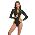 One-Piece Bi-Color Long Sleeve Front Zipper Surfing Swimsuit - Frimunt Clothing Co.