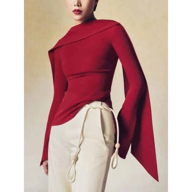 Women's New Fashion Flared Sleeves Back Zipper Boat Neck Tops - Frimunt Clothing Co.