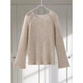 Spring Knit Sequin Loose Fit Beige Pullover Top - Frimunt Clothing Co.