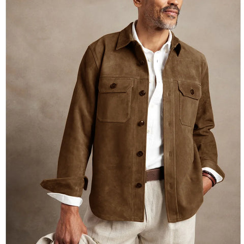 Men's Faux Suede Casual Single-breasted Jacket - Frimunt Clothing Co.