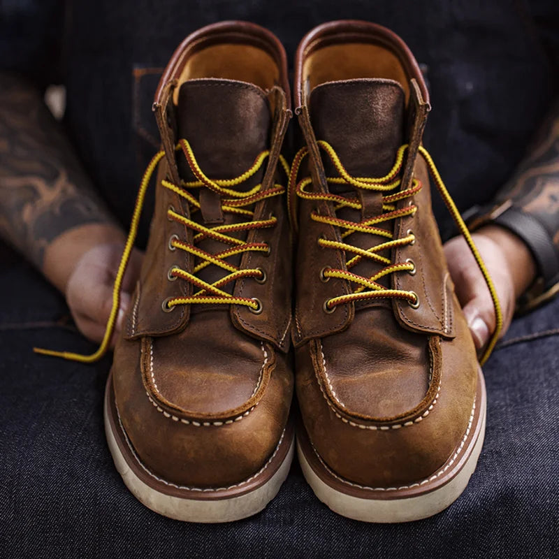 Maden Vintage 875 Men's Ankle Boots Durable Leather High-top Winter Boots - Frimunt Clothing Co.