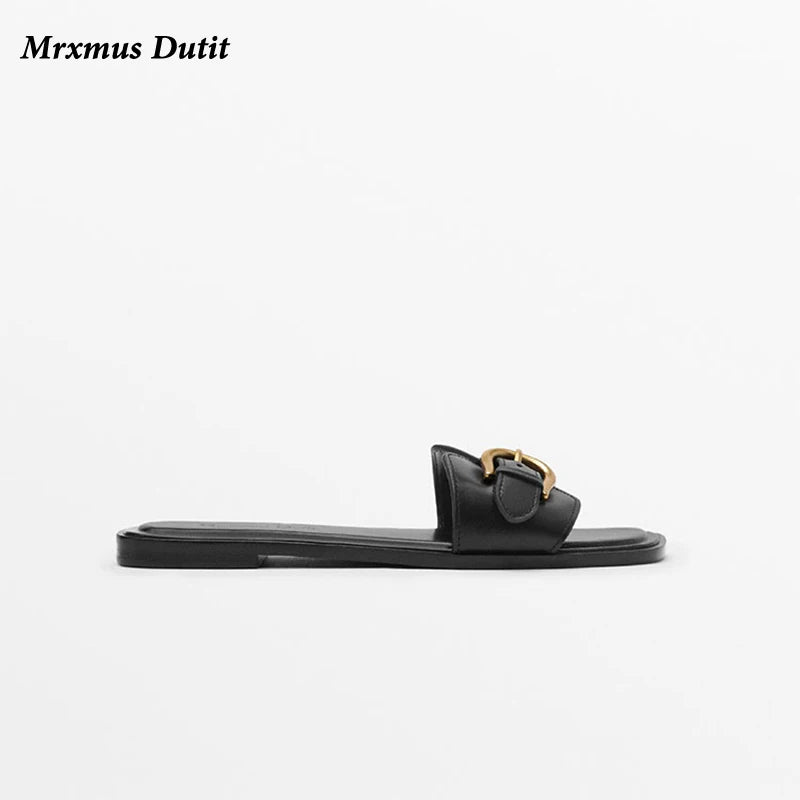 Spring Summer Women's Genuine Leather Flat Belt Sandals - Frimunt Clothing Co.