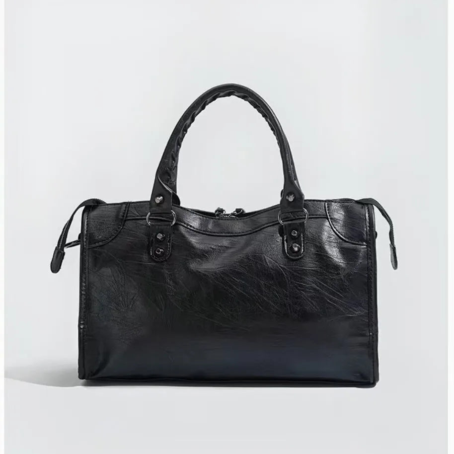 Bolso parisino con remaches para mujer, bandolera informal de gran capacidad