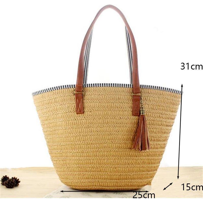 Large Capacity Rattan Handmade Beach Tote Bags Assorted Styles - Frimunt Clothing Co.