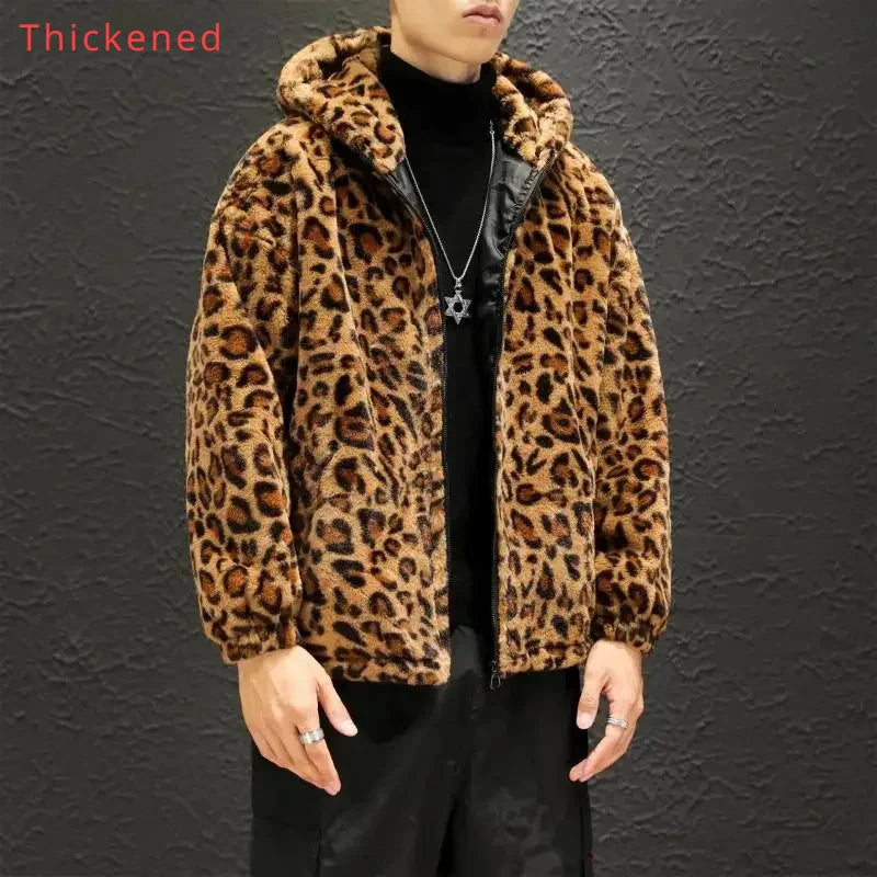Autumn Winter Fashion Leopard Print Men's Zipper Hooded Casual Jacket - Frimunt Clothing Co.